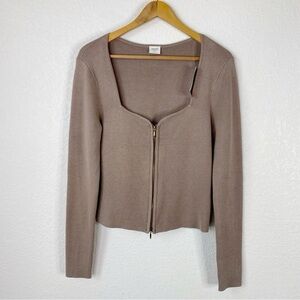 Abercrombie & Fitch Tan Cropped Knit Sweater with Zipper Detail Size XS